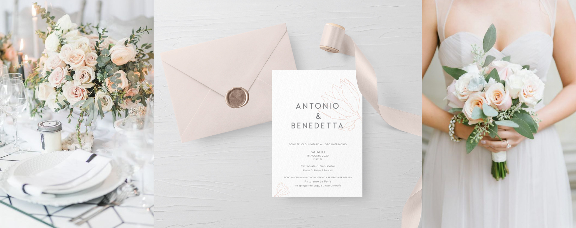 PARTECIPAZIONI DI MATRIMONIO ELEGANTI A CATALOGO MODERNE E MINIMAL ROSA PESCA